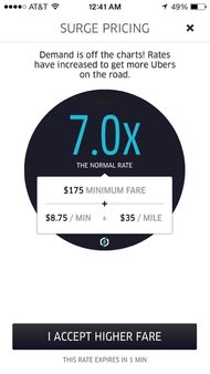 Uber surge pricing notice
